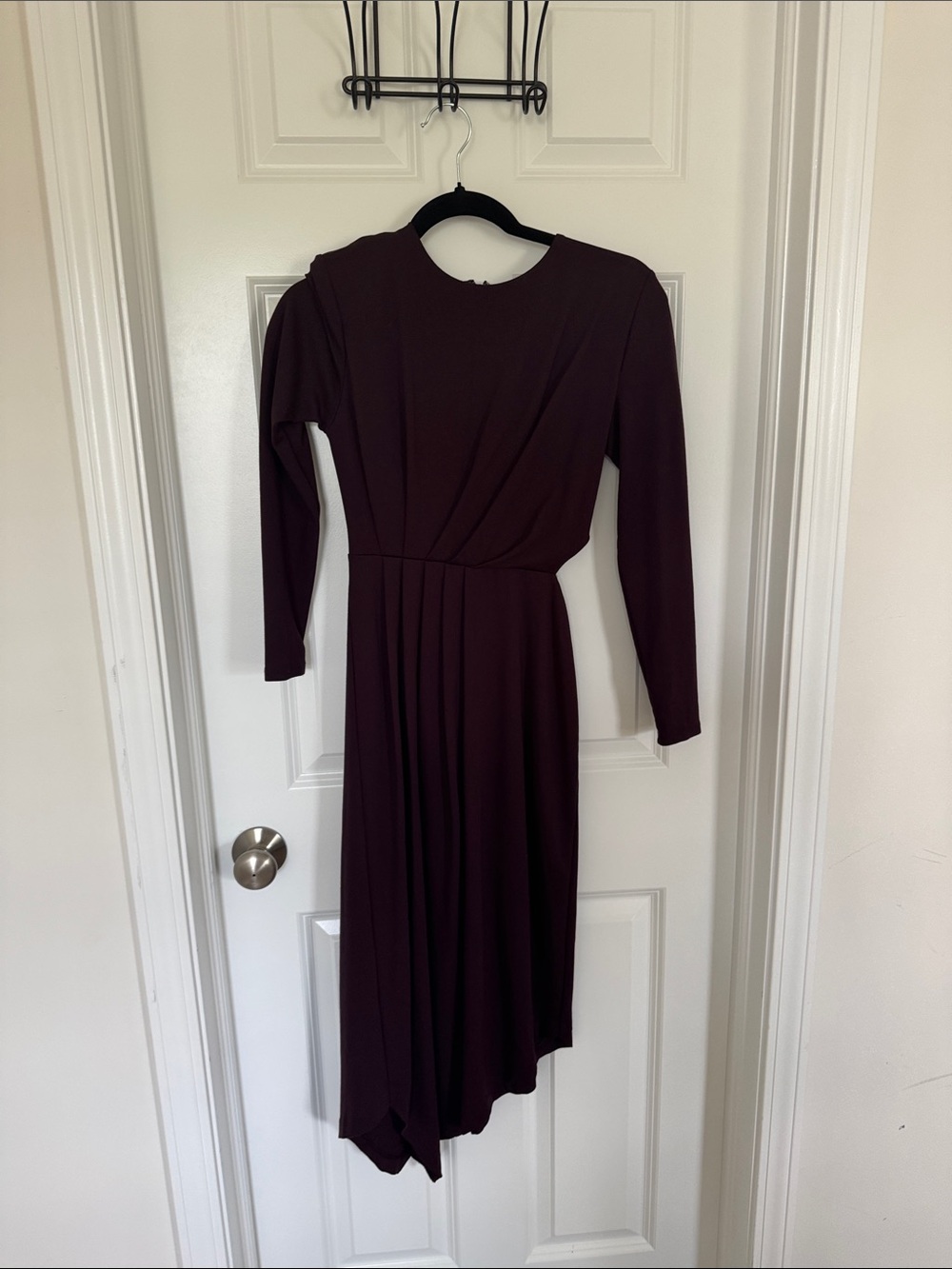 Express Long Sleeve Asymmetrical Midi Dress - Plum